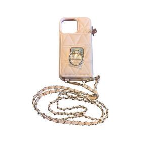 iPhone 13 Pro Max wallet phone case crossbody wristlet soft pink New